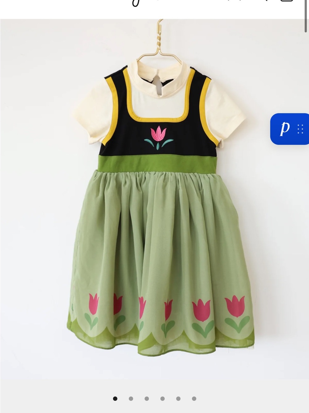 Girls' Green Tulip Embroidered Party Dress